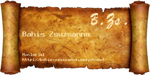 Bahis Zsuzsanna névjegykártya